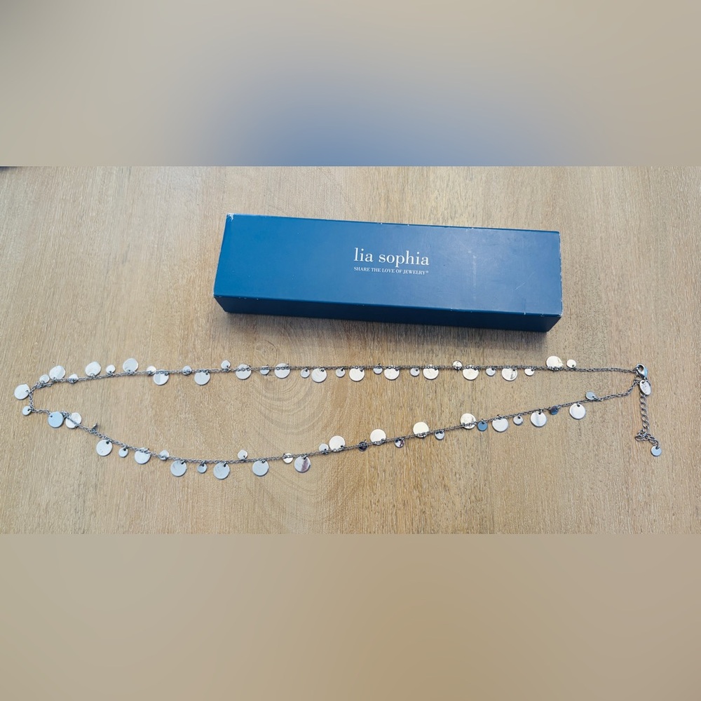 Lia Sophia long Silver Circle Necklace
